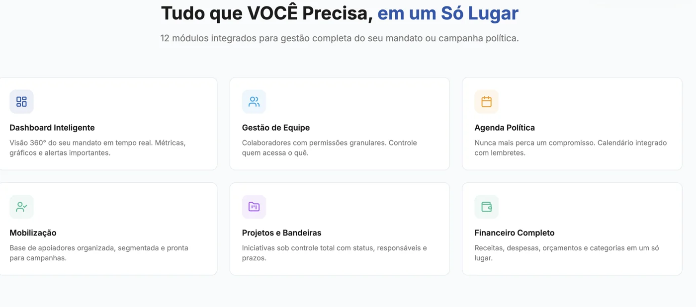 QG Político: módulos de gestão